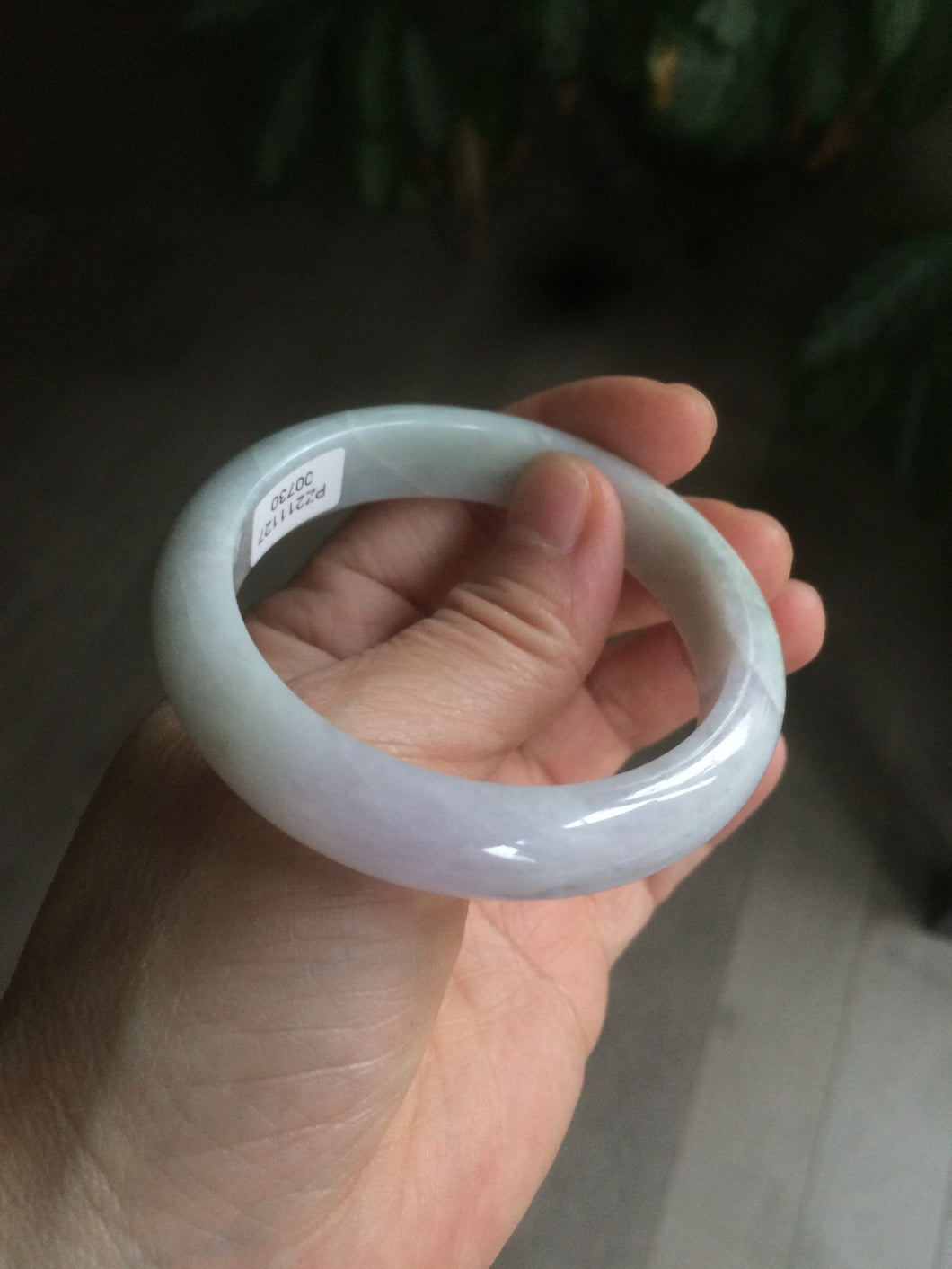 51mm certified Type A 100% Natural sunny green/purple/white Jadeite Jade bangle KS86-0730 (Clearance)
