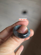 Load image into Gallery viewer, Size 7-10 100% natural type A black white green (乌鸡翡翠)  jadeite jade band ring AM4 (add on item!)
