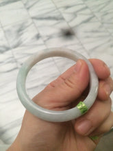 Load image into Gallery viewer, 53.4mm 100% natural Type A green/white jadeite jade bangle G73
