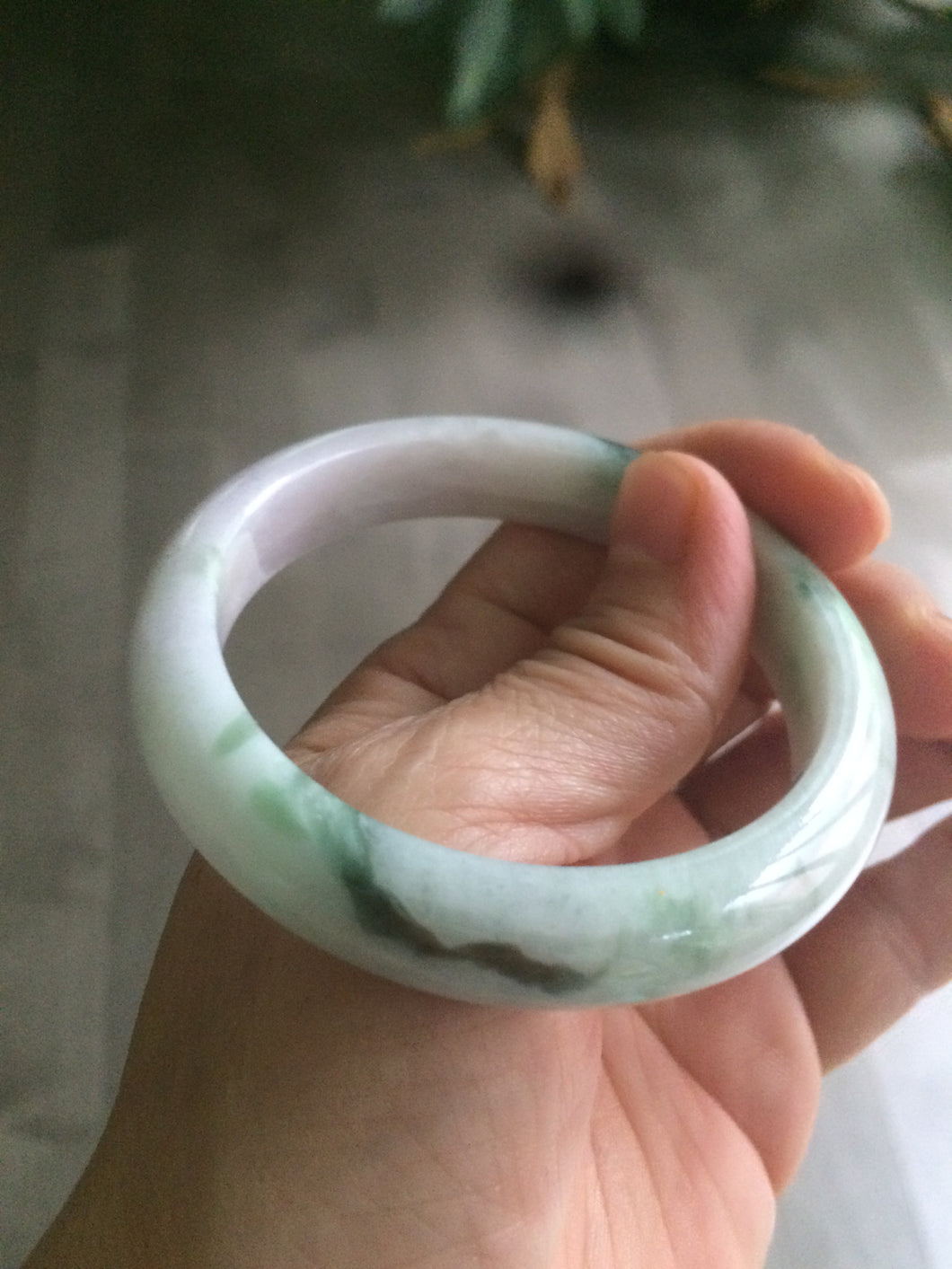 53.6mm certified 100% natural Type A sunny green purple white jadeite jade bangle AS21-4141