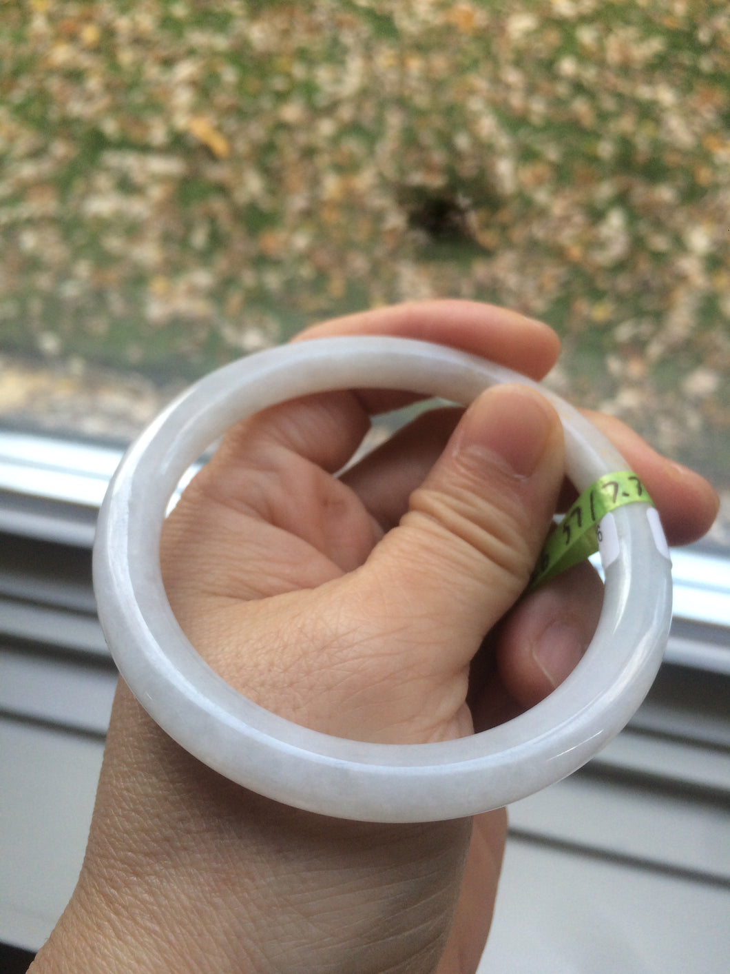 57mm certificated Type A 100% Natural light green /yellow round cut Jadeite Jade bangle x60-9026