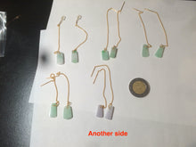 Load image into Gallery viewer, 100% Natural icy sunny green/purple safe and sound dangling jadeite Jade earring AT72 (Add on item. No sale individually)
