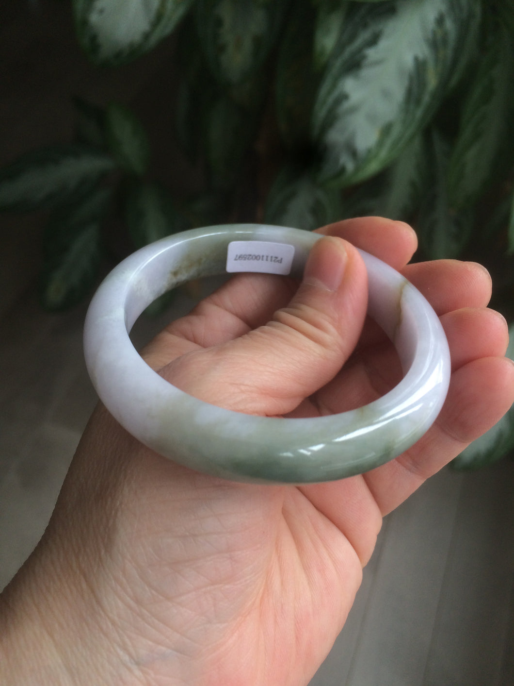 55mm Certified 100% natural Type A green/purplejadeite jade bangle R77-2597