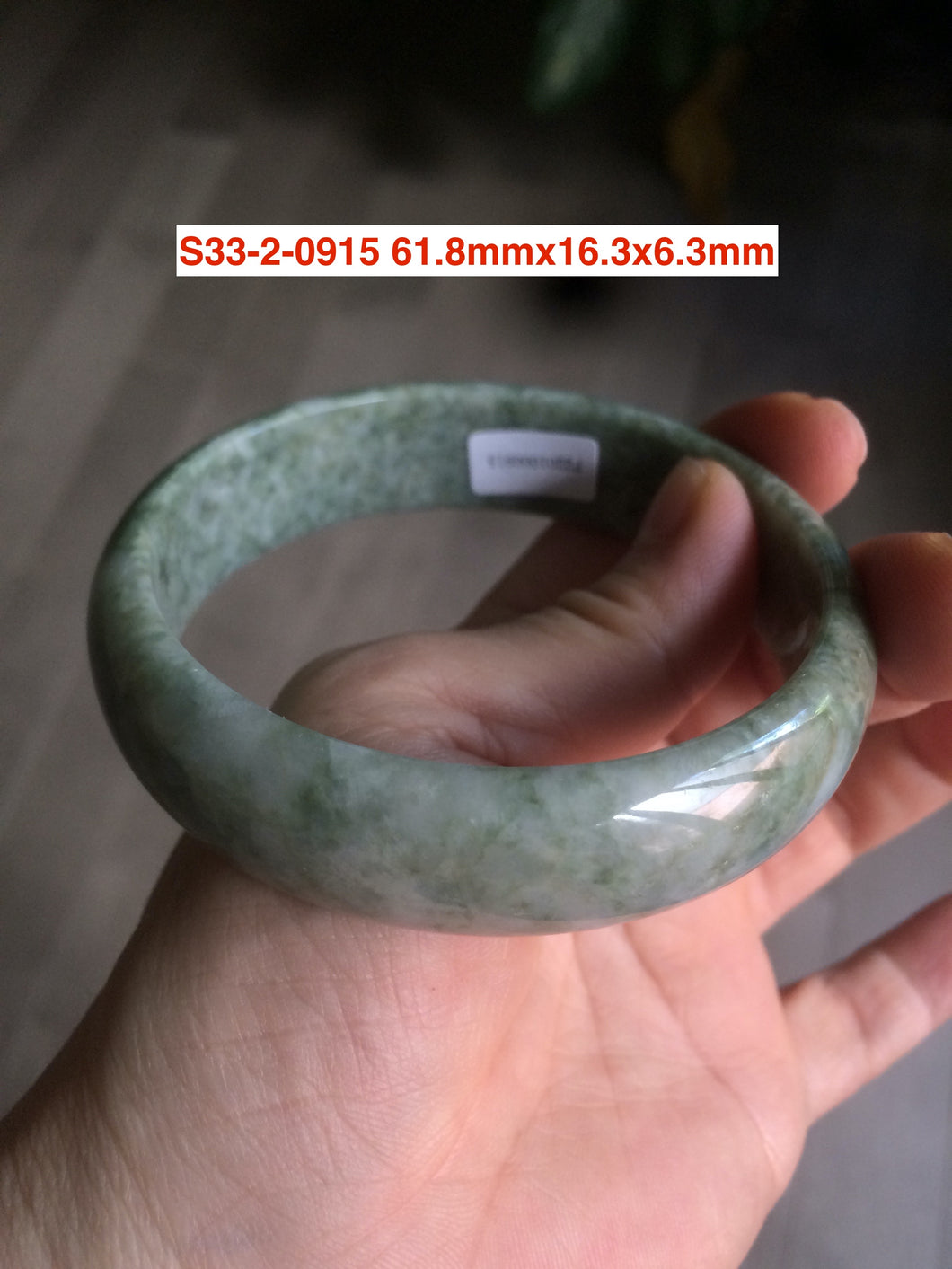 60-64mm certified 100% Natural type A green/gray jadeite jade bangle group S33 (Clearance)