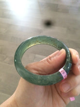 Load image into Gallery viewer, 55.5 mm 100% Natural icy watery blue/black/gray Xiu Jade (Serpentine) bangle A31 卖了sold
