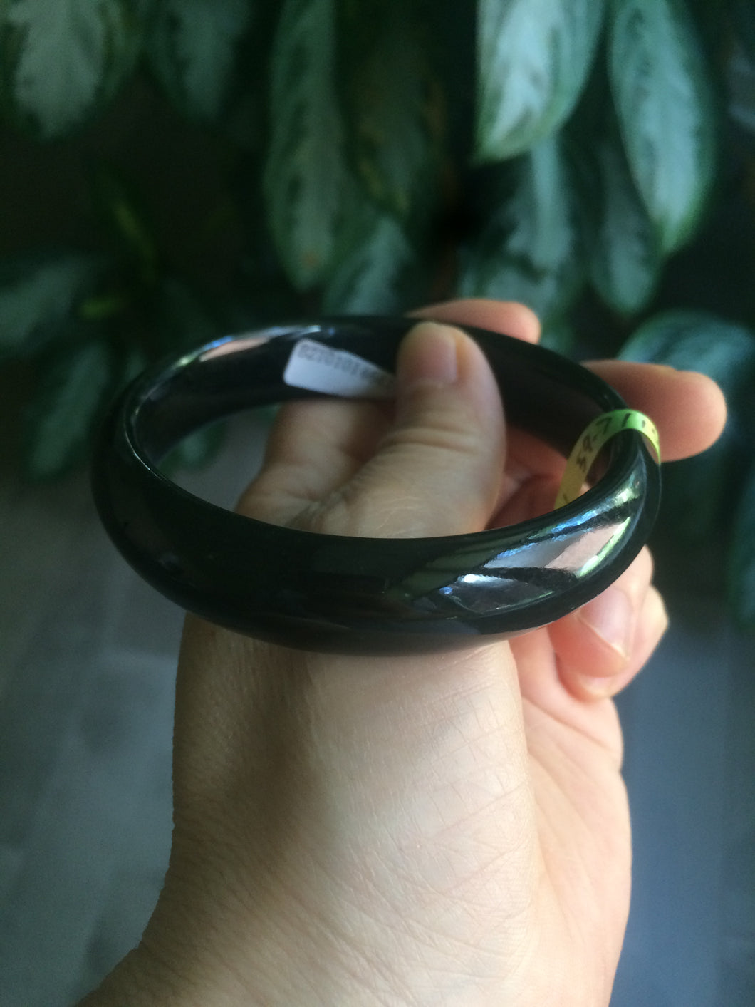 59.7mm certified 100% Natural dark green/black nephrite Hetian Jade bangle Q18-4641