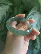 Load image into Gallery viewer, 53.7mm 100% Natural icy watery blue/black/gray Xiu Jade (Serpentine) bangle A32
