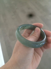 Load image into Gallery viewer, 53.7mm 100% Natural icy watery blue/black/gray Xiu Jade (Serpentine) bangle A32
