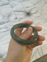 Load image into Gallery viewer, 53.7mm 100% Natural icy watery blue/black/gray Xiu Jade (Serpentine) bangle A32
