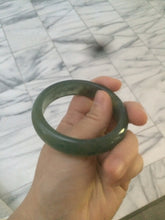 Load image into Gallery viewer, 53.7mm 100% Natural icy watery blue/black/gray Xiu Jade (Serpentine) bangle A32
