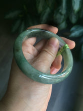 Load image into Gallery viewer, 57.5mm Certified Type A 100% Natural green/gray Jadeite Jade bangle Q22-8672
