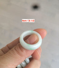 Load image into Gallery viewer, Size 61/2-8 100% natural type A sunny green/white jadeite jade band ring AT16
