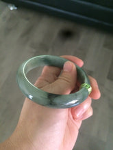 Load image into Gallery viewer, 57.5mm Certified Type A 100% Natural green/gray Jadeite Jade bangle Q22-8672
