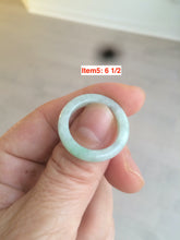 Load image into Gallery viewer, Size 61/2-8 100% natural type A sunny green/white jadeite jade band ring AT16
