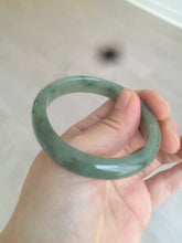 Load image into Gallery viewer, 52.5mm Certified Type A 100% Natural oily dark green/gary oval Jadeite Jade oval bangle etsyAT10-1498
