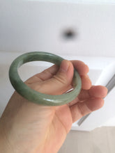 Load image into Gallery viewer, 52.5mm Certified Type A 100% Natural oily dark green/gary oval Jadeite Jade oval bangle etsyAT10-1498
