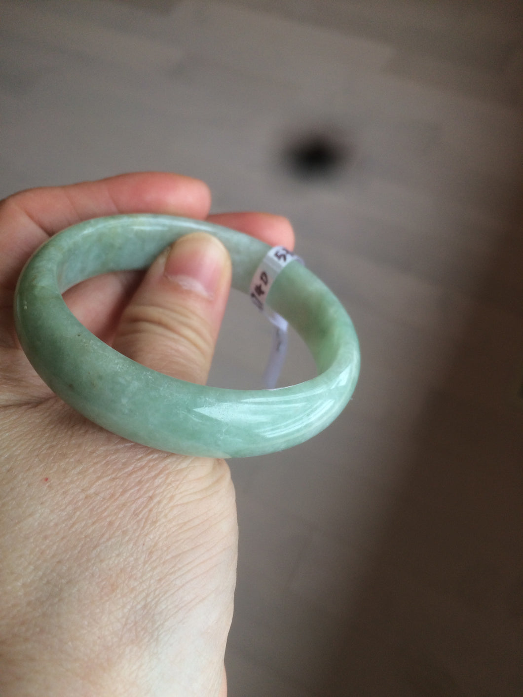 50mm Certified Type A 100% Natural apple green oval Jadeite Jade bangle D67-9740