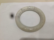 Load image into Gallery viewer, 56.9mm 100% Natural white/beige with floating dandelions chubby round cut nephrite Hetian Jade bangle HT40
