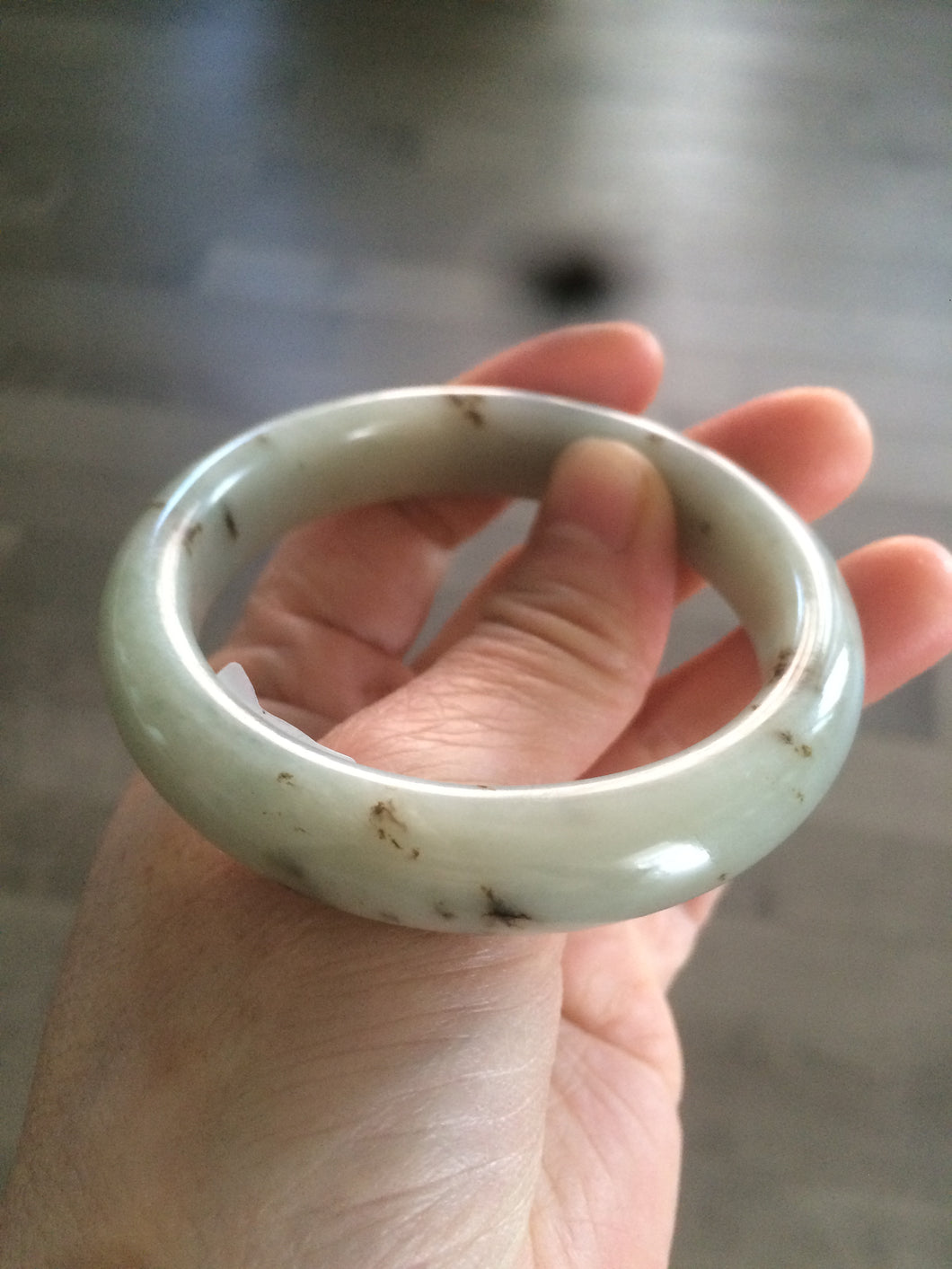Sale! Certified 53.3mm 100% Natural light green with brown floating dandelions nephrite nephrite Jade bangle R30-0055