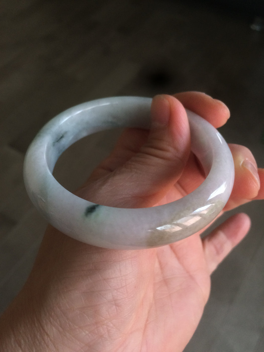 54.5mm Certified Type A 100% Natural white/green/purple/yellow (FU LU SHOU) Jadeite Jade bangle AF63-9783