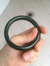 Load image into Gallery viewer, 53mm certified 100% Natural dark green/black nephrite(碧玉) Hetian Jade bangle HE19-0124
