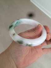 Load image into Gallery viewer, 61.4mm Certified Type A 100% Natural green/white Jadeite Jade bangle AT4-0656
