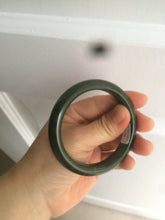 Load image into Gallery viewer, 53mm certified 100% Natural dark green/black nephrite(碧玉) Hetian Jade bangle HE19-0124
