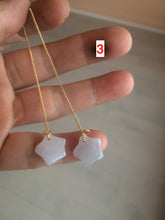 Load image into Gallery viewer, 100% Natural type A icy green/white/purple jadeite Jade stars dangling earring C45

