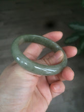 Load image into Gallery viewer, 50mm Certified Type A 100% Natural dark green/gray oval Jadeite Jade bangle AJ5-2852
