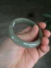 Load image into Gallery viewer, 50mm Certified Type A 100% Natural dark green/gray oval Jadeite Jade bangle AJ5-2852
