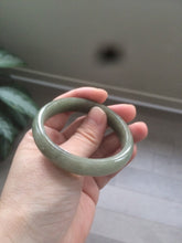 Load image into Gallery viewer, 50mm Certified Type A 100% Natural dark green/gray oval Jadeite Jade bangle AJ5-2852
