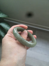 Load image into Gallery viewer, 50mm Certified Type A 100% Natural dark green/gray oval Jadeite Jade bangle AJ5-2852
