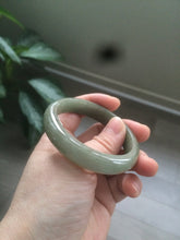 Load image into Gallery viewer, 50mm Certified Type A 100% Natural dark green/gray oval Jadeite Jade bangle AJ5-2852
