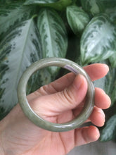 Load image into Gallery viewer, 50mm Certified Type A 100% Natural dark green/gray oval Jadeite Jade bangle AJ5-2852
