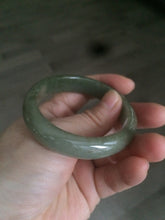 Load image into Gallery viewer, 50mm Certified Type A 100% Natural dark green/gray oval Jadeite Jade bangle AJ5-2852
