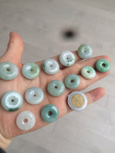 Load image into Gallery viewer, 17.8-21mm Type A 100% Natural green/white Jadeite Jade Safety Guardian Button donut Pendant group AD33
