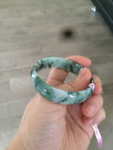 Load image into Gallery viewer, Certified 52 mm Type A 100% Natural dark green floating flowers Jadeite Jade bangle E1-1526
