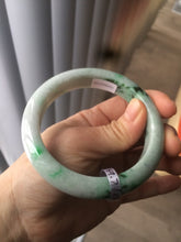 Load image into Gallery viewer, 59.2mm Certified Type A 100% Natural green/white Jadeite Jade bangle L7-7536

