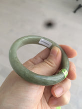 Load image into Gallery viewer, 50mm Certified Type A 100% Natural dark green/gray oval Jadeite Jade bangle AJ5-2852
