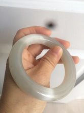 Load image into Gallery viewer, 55.2mm certified 100% Natural icy white/gray chubby nephrite Jade bangle Z78-2843 卖了

