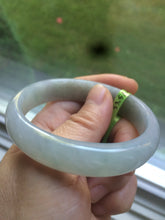 Load image into Gallery viewer, 50mm Certified Type A 100% Natural icy light green oval Jadeite Jade bangle N59-3920
