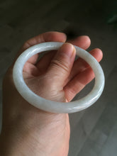 Load image into Gallery viewer, 57.3mm certified 100% natural white slim round cut jadeite jade bangle AF48-3454
