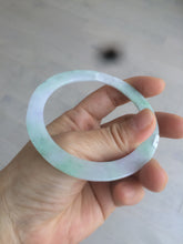 Load image into Gallery viewer, 57.5mm certified Type A 100% Natural sunny green/purple thin flat style Jadeite jade bangle AR19-4577
