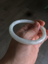 Load image into Gallery viewer, 57.3mm certified 100% natural white slim round cut jadeite jade bangle AF48-3454
