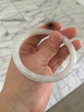 Load image into Gallery viewer, 57.3mm certified 100% natural white slim round cut jadeite jade bangle AF48-3454
