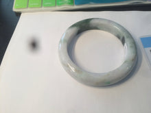 Load image into Gallery viewer, 61.7mm certified 100% natural type A sunny green/dark green/white chubby jadeite jade bangle D79-0673
