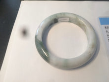 Load image into Gallery viewer, 61.7mm certified 100% natural type A sunny green/dark green/white chubby jadeite jade bangle D79-0673
