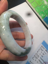 Load image into Gallery viewer, 61.7mm certified 100% natural type A sunny green/dark green/white chubby jadeite jade bangle D79-0673
