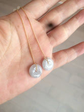 Load image into Gallery viewer, 100% Natural icy watery white/black (冰乌鸡) safety guardian donut dangling jadeite Jade earring D81
