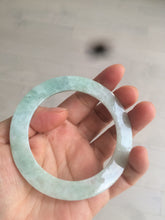 Load image into Gallery viewer, 55mm type A 100% Natural light green thin flat style Jadeite Jade bangle AQ59
